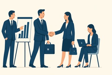 Fototapeta premium Business people shaking hands after successful presentation