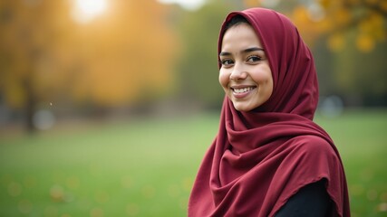 young beautiful muslim woman at the park
