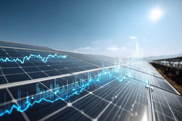 Modern Solar Panels With Data Visualization Signifying Renewable Energy and Sustainability