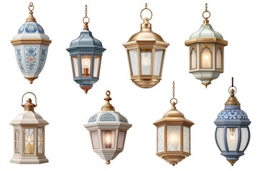Obraz premium Vintage Lanterns Illuminate Charming Interior Design Golden Antique Lamps