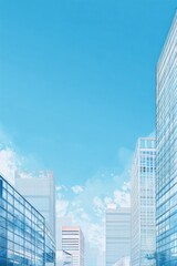 Modern High-Rise Skyscrapers Under a Clear Blue Sky in a Cityscape View
