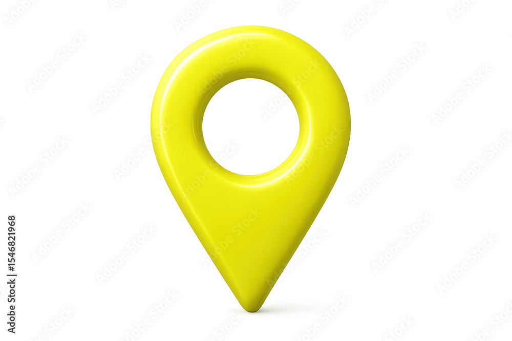 Poster 3d rendering of a yellow location pin symbolizing gps and navigation on a transparent background, id