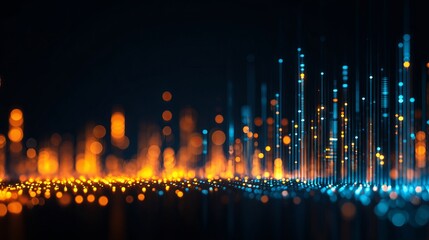 Abstract data visualization background with glowing lights for technology and science use