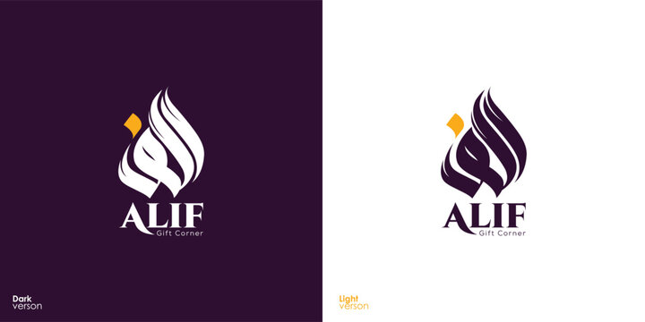 Alif Gift Corner Logo Design - Arabic Calligraphy Elegant Branding