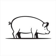 Minimalist Pig Logo – Simple Farm Animal Vector Illustration