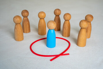 The blue human figure is separated from the rest of the people by a red circle. Personal space....