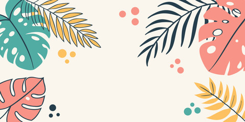 pastel tropical leaves background with abstract dots vector illustration of an abstract floral background