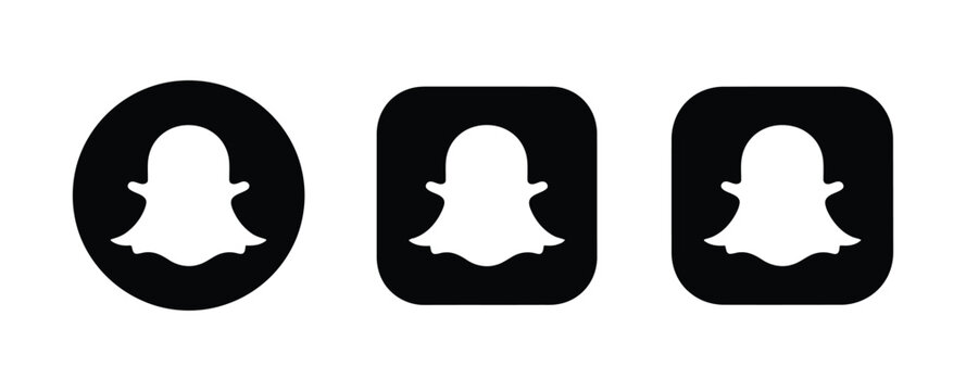 Three snapchat logo icons in various shapes representing social media and communication