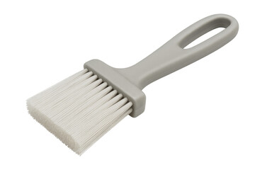 Pastry brush with white bristles and gray handle on transparent background