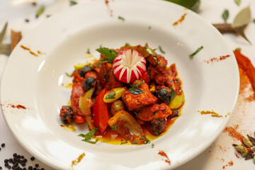 Delicious Indian Chicken Tikka Masala with Peppers and Olives