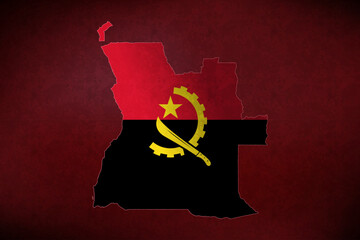 angola vector map with flag	