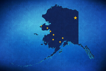 Alaska vector map with flag	