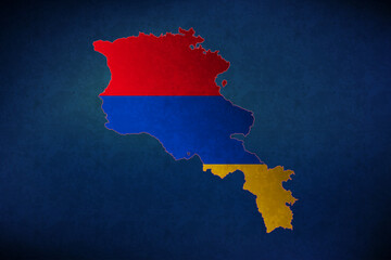 Armenia vector map with flag	