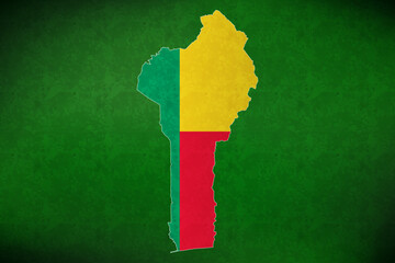 Benin vector map with flag	
