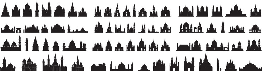 Historic Architecture Silhouette Icon Set