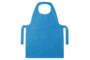 Clean blue plastic apron isolated on transparent background