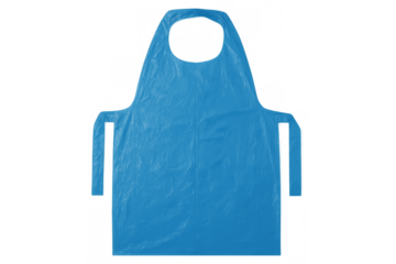 Clean blue plastic apron isolated on transparent background