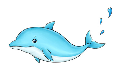 イルカの手描きイラスト