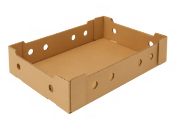 Empty cardboard tray isolated on transparent background