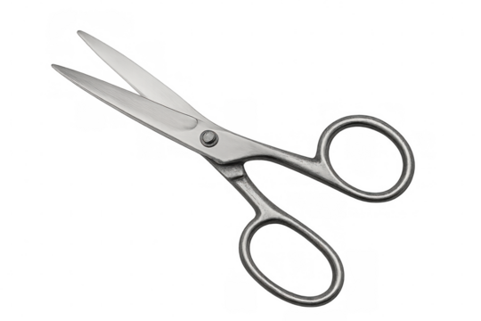 Open pair of stainless steel scissors isolated on a transparent background, ready for cutting and crafting