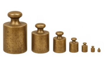 Calibration weights decreasing in size on transparent background