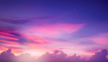 Fototapeta premium dreamy pink purple sky twilight background and sunlight with copy space clouds soft focus