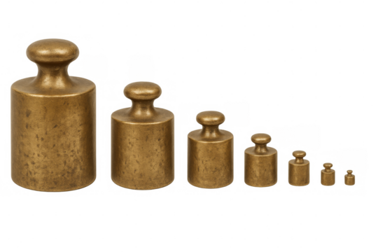 Calibration weights decreasing in size on transparent background