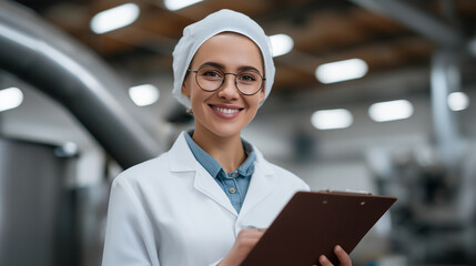 Quality assurance specialist in a coffee factory checking production logs and verifying compliance with food safety coffee process compliance, coffee food safety, QA in coffee prod