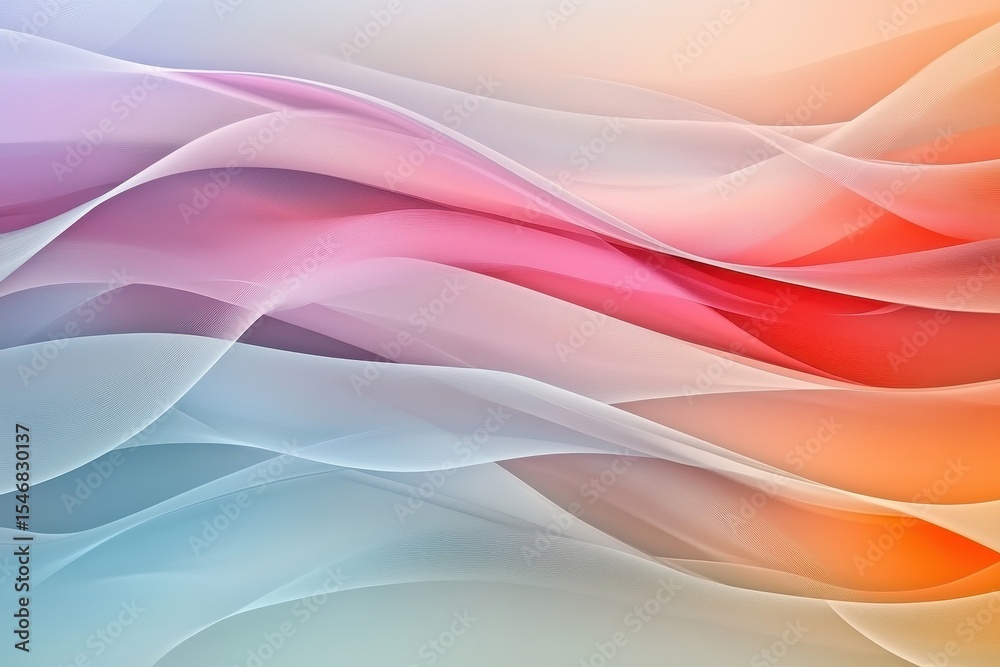 Fototapete Abstract colorful layers create a vibrant background with flowing forms and gradients, Abstract colorful background with multiple layers of wave surface with different gradients