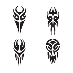 Minimalist Tribal Masks Linear Silhouette Vector Set