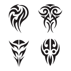 Tribal Mask Faces Curved and Sharp Silhouette Vector Set