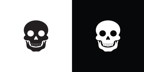 Black and white skull vector illustration silhouette.