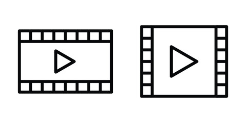 film icon set. play video icon flat design, movie icon vector illustration.