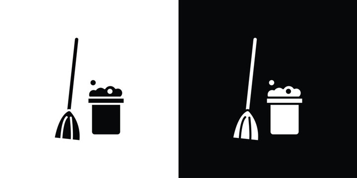 Mop cleaning icon of a flat style vector