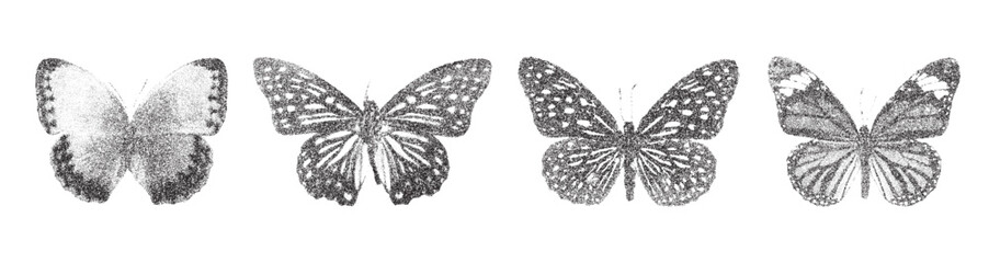 Print with Photocopy Effect Featuring a Collection of Butterflies