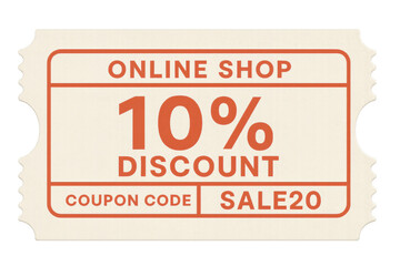 Percent discount coupon floating over transparent surface, displaying promotional code for digital marketing campaign