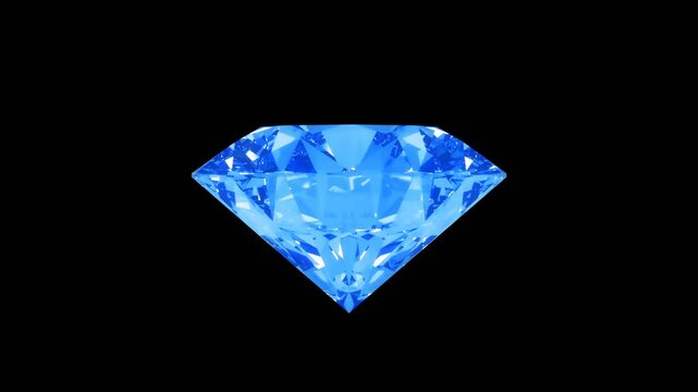 Blue sapphire diamond rotate on transparent background loop video