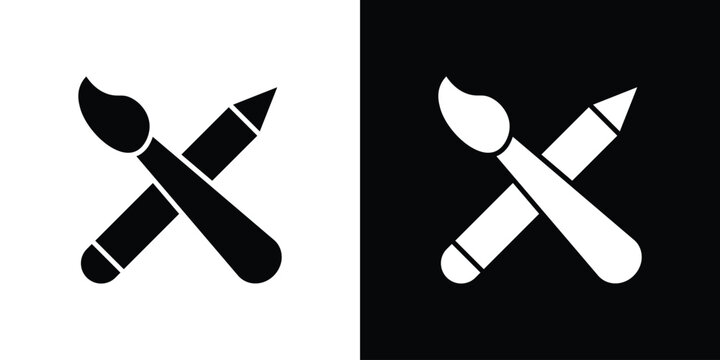 Pencil paintbrush icon of a flat style vector