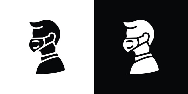 Person in mask icon of a flat style vector