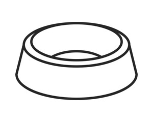 Simple line art of a pet bowl, conveying minimalism and care. Perfect for designs related to animal feeding, pet care products, or veterinary services. Clean, vector style illustration.
