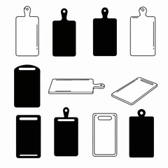 Cutting boards outline and solid shapes