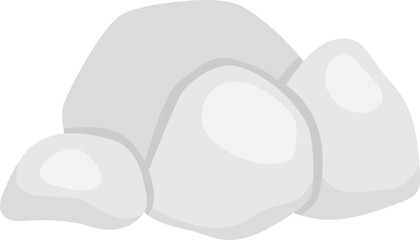 Vector flat style silver boulder. Dwarf or gnome treasures concept. Magic or fairytale precious metal isolated on white background