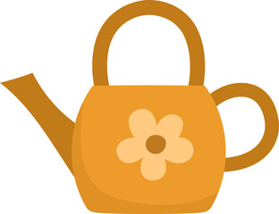 Vector orange watering can icon. Garden equipment clipart isolated on white background. Cute cartoon spring or summer home gardening illustration