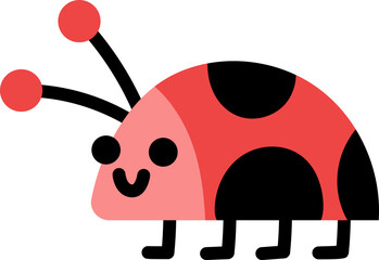Vector smiling ladybird icon. Magic creature clipart. Cute fairytale character. Woodland fantasy ladybug insect. Forest fairy tale illustration isolated on white background