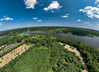 Luftbildpanorama Krickenbecker See, Schloss Krickenbeck, Nettetal, Schroliksee, Hinsbecker Bruch...