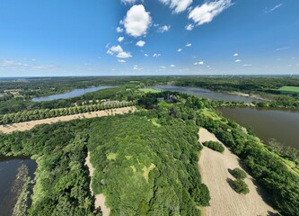 Luftbildpanorama Krickenbecker See, Schloss Krickenbeck, Nettetal, Schroliksee, Hinsbecker Bruch...