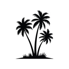Silhouette of Three Palm Trees Tropical Paradise Illustration