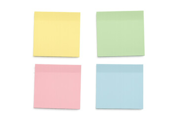 Fototapeta premium Colorful adhesive notes positioned against clear backdrop, highlighting communication, planning, and document organization needs