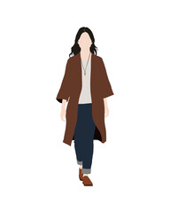 Flat vector people and illustration, woman with casual outfit