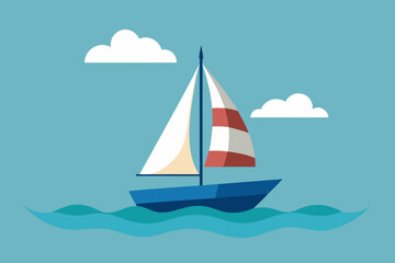 Fototapeta premium hand painted sailboat drifting on calm
